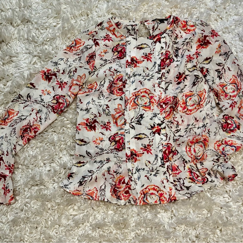 Banana Republic Floral Blouse - Red and Cream